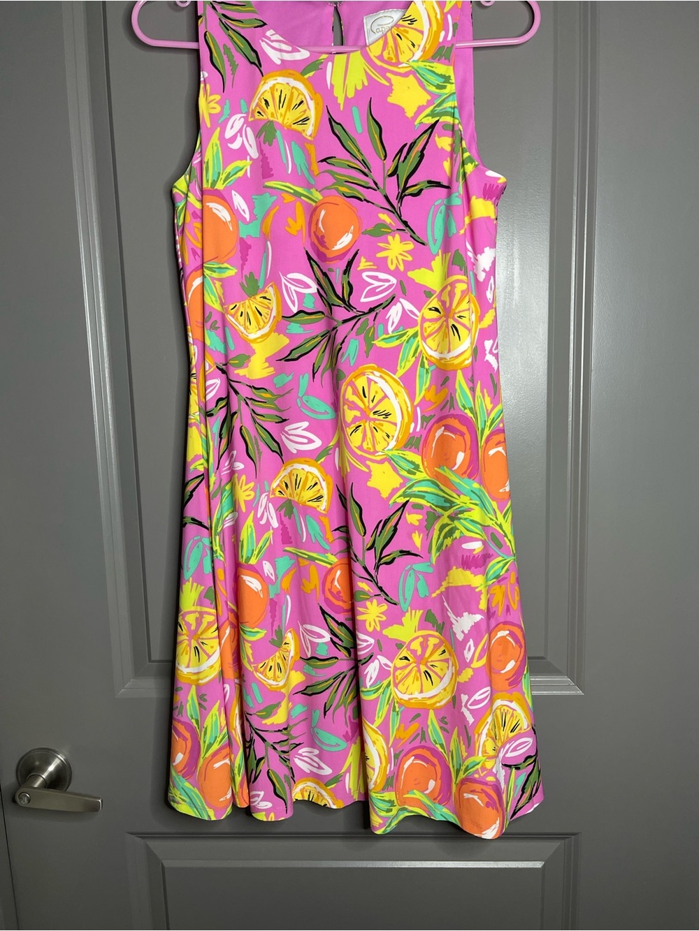 Pappagallo Pink Tropical Citrus Print Dress